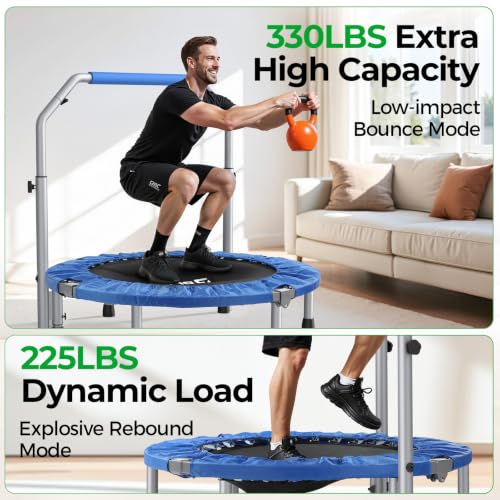 BCAN SP2 40/48" Foldable Mini Rebounder Trampoline for Adults |FED Fitness - color: Blue, size: 40-inch