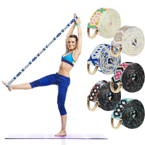 6 Packs Yoga Strap for Stretching Yoga Belt Adjustable Straps for Non Elastic Stretching Strap Exercise Straps for Pilates