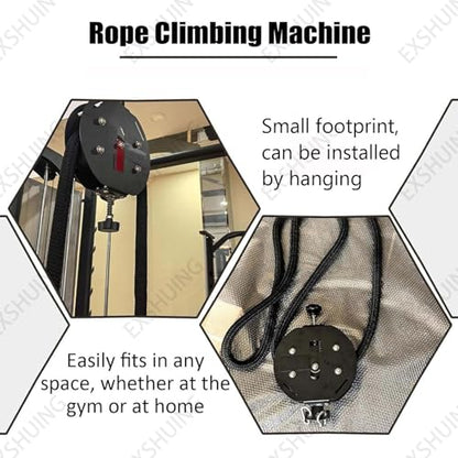 Portable Pulley System For Full Body Workout, Endless Rope Trainer,Adjustable Resistance: 3–30 Kg (6.6–66 Lb), 4m/14ft Rope, Silent Operation, No Assembly Needed No Weight Limit - color: Black