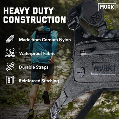 MVRK Water Resistant Running Vest Chest Pack, Phone Holder for Running, Lightweight Training Pack with Reflective Detail - color: Olive