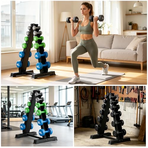 Dumbbell Rack Stand, Heavy Duty A-Frame Dumbbell Storage Rack, 5 tier Steel Dumbbell Holder for Home Gym Space Saver 200 LBS Capacity