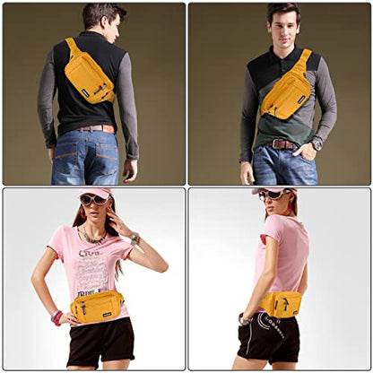 CXWMZY Fanny Packs For Women & Men Waist Pack Hip Bum Bag with Multi-Pockets Large Capacity Waterproof Casual Bum Bag for Disney Traveling Casual Cycling Running Hiking (Yellow) - color: Yellow