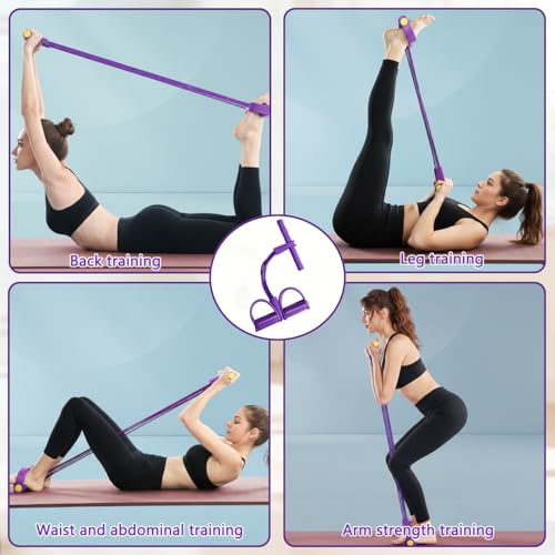 Pedal Resistance Band with Handle, 6-Tube Elastic Yoga Pedal Puller, Multifunction Tension Rope for Home Gym Arm and Waist Training Pedal Band