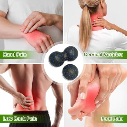Peanut Massage Ball - Double Lacrosse Massage Ball & Mobility Ball for Physical Therapy - Deep Tissue Massage Tool for Myofascial Release, Muscle Relaxer, Acupoint Massage