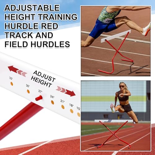 2 Set Adjustable Height Hurdles Training Equipment, Sports Track and Field Equipment, Portable Adjustable Hurdles, Practice Training from 6 to 42 Inch, Including Ropes to Secure