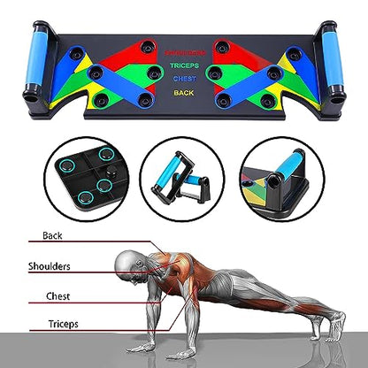 Pushup Board 9 in 1 Home Workout Stand, Abdominal Training Fitness Muscle Equipment Exerciser for Arm Chest Back Tricep & Shoulder, Strength Training Push Up Bars.