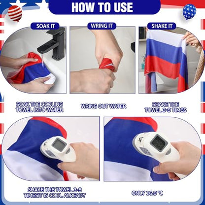 30 Pack Flag Day 250 Years Cooling Towels Bulk American Flag Chilly Towels for Neck Face 40 x 12 Inch Cool Breathable Soft Ice Cold Washcloth for Sports Running Gym Yoga Workout