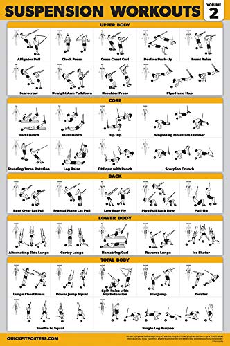 16 Pack - Exercise Workout Poster Set: Dumbbell , Suspension , Kettlebell , Bands , Medicine Ball , Battle Rope , Stretching , Bodyweight , Barbell , Yoga , Exercise Ball (PAPER - NOT LAMINATED , 18" x 24" )