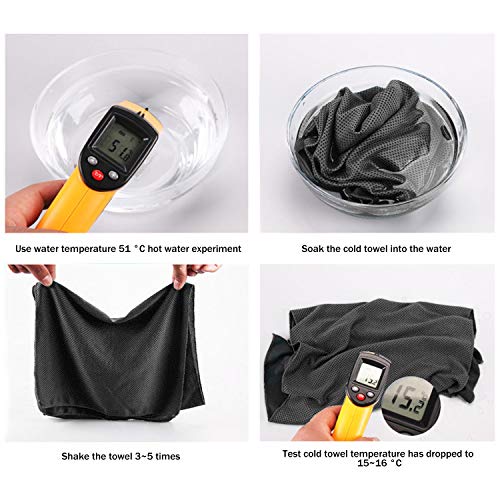 INNOLIFE 6 Pack Cooling Towels Breathable Ice Towel for Sports, Gym, Fitness, Running, Hiking, Yoga - Black - color: Black