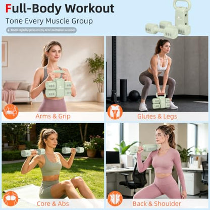 Abahub 2 in 1 Kettlebell & Dumbbell Set, Adjustable Dumbbell for Home Gym - color: Green