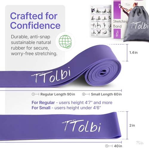 2-Pack Ballet Stretch Bands for Dancers & Foot Mini Loop | Natural Rubber Flexibility Band for Splits Training | Kids, Teens & Adult Dancers, Gymnasts, Cheerleaders | Printed Guide & Travel Bag - color: Purple Regular