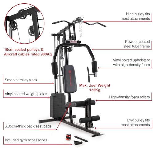 Marcy Multifunctional Workout Station 100lbs to 200lbs Stack Home Gym for Weightlifting and Bodybuilding - color: Black - 100 lbs