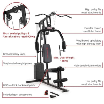 Marcy Multifunctional Workout Station 100lbs to 200lbs Stack Home Gym for Weightlifting and Bodybuilding - color: Black - 100 lbs