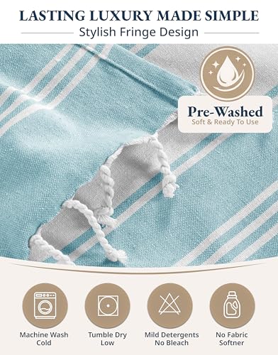LANE LINEN Oversized Beach Towel - Beach Towels 4 Pack, Pre-Washed Pool Towel, Extra Large Beach Towel, Quick Dry & Sand Free, Lightweight Travel Towel, 39"x71" - Aqua - color: 05: Aqua, size: Pack of 4