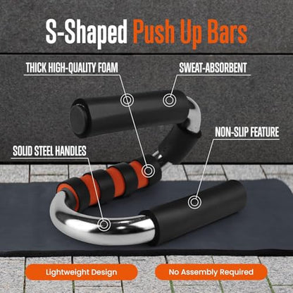 Doorway Pullup Bar & S-Shaped Push Up Bars - Pushup Handles for Floor - Door Frame Adjustable Pull Up Hanging Bar Home Gym Equipment - size: 43 to 62 inches