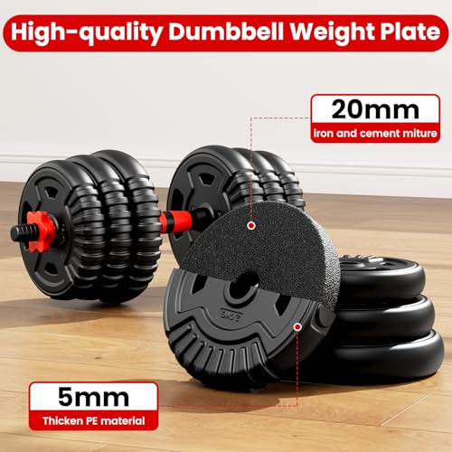 Adjustable Dumbbell Set, 22/33/45/70/90lbs Free Weight Set with Connector, 5-in-1 Dumbbell Set for Barbells, Kettlebells, Push up Stand, Weight Plate, Fitness Exercises for Home Gym Suitable Men/Women - color: 45LB (22.5LB Pair)