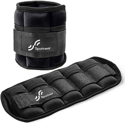Sportneer Adjustable Ankle Weights for Women and Men 7 lbs/Pair Adjustable Leg Weights with Secure Straps, Strength Training Weighted for Yoga, Walking, Running, Aerobics, Gym, Physical Therapy - color: Black