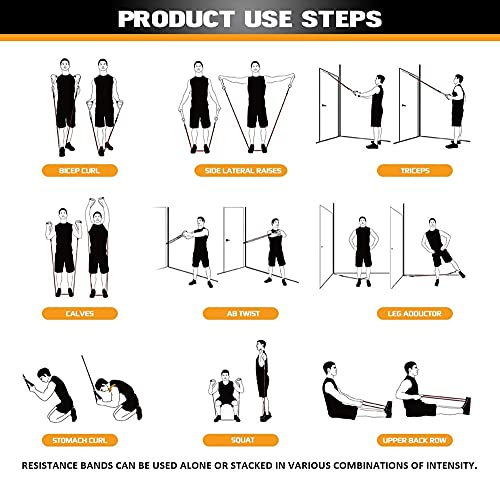 Alpine Swiss Exercise Resistance Bands Set with Handles, Door Anchor, Ankle Straps and Carry Bag for Men and Women