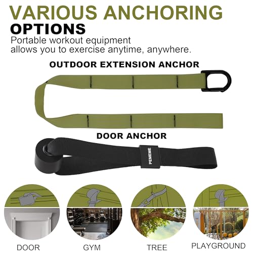 Home Resistance Training Kit with Adjustable Suspension Straps for Workouts - color: Army Green