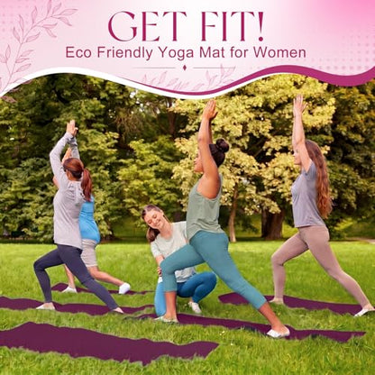 Funtery 3 mm Thin Yoga Mats Bulk, 68 x 24 in - color: Boysenberry