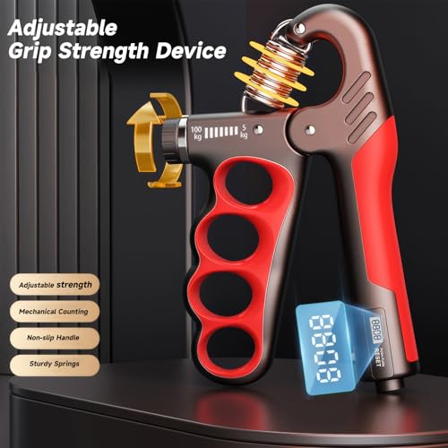 2PCS Grip Strength Trainer, 11-220LBs Adjustable Hand Gripper Strengthener with Automatic Counter, Hand Wrist Forearm Exerciser for Athletes, Musicians, Injury Recovery & Physical Therapy