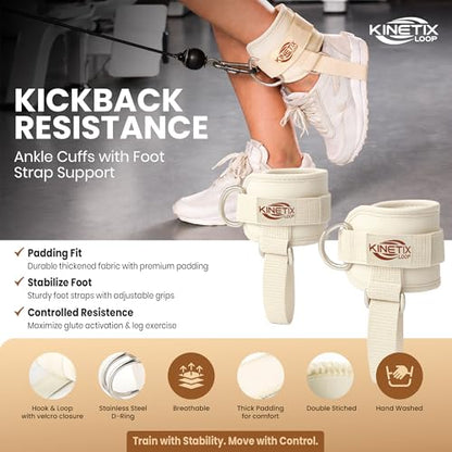 Ankle Resistance Bands with Cuffs – 3-Level Latex Exercise Bands for Glutes, Kickbacks & Hip Training | Neoprene Padded Ankle Cuffs for Women & Men | Home Gym Workout Set with Mesh Bag