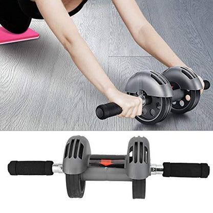 Ab Double Roller Workout System, Abdominal Exercise Roller Wheel with Dual Wheels and Knee Pad, Anti - Slip Foam Handles for Home Gym Core Training