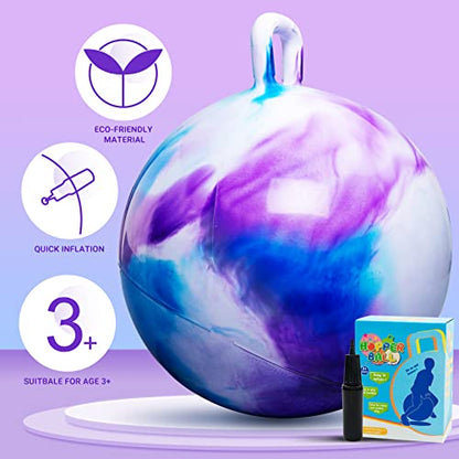 Hopper Balls for Kids 3-8, 18 Inches Bouncy Ball with Handle, 18" Inflatable Bouncing Hopper, 45cm Jumping Toys, Garden Hopping Toys Girls Boys Gifts - color: Purple, size: Age:3-8(18''/45cm)