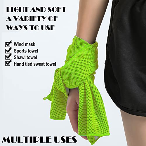 10 Pack Cooling Towels Bulk Microfiber Ice Towel Quick Dry Breathable Chilly Sweat Towel Stay Cool Towel for Neck Face Yoga Gym Workout Running Pilates Beach with Carabin Bag, 40x12'', Green - color: Green
