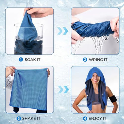 3 Pack Cooling Hoodie Towel, UPF 50+ Cooling Towels for Neck and Face - color: Royal Blue/Dark Gray/Gray