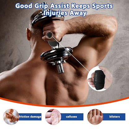 Large Silicone Workout Grips Kit with Gym Towel &Storage Case,Weight Lifting Gloves Alternative,Gym Grips Gloves Gifts for Men Women,Gym Hand Palm Protection Pads for Dumbbell,Barbell,Rypt