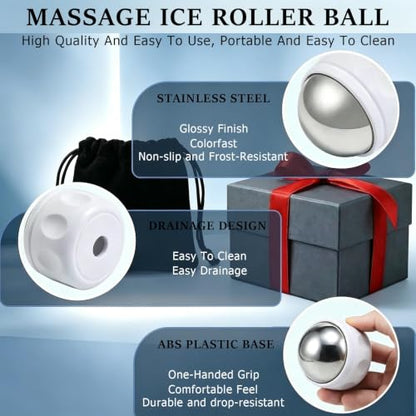 Massage Ice Roller Ball Cold & Heat Therapy Tight and Sore Muscles Relief - color: White