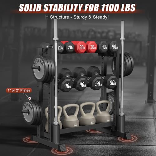 Jusgym Dumbbell Rack Stand Only, 3 Tier Adjustable Height & Angle 1100LBS - size: 18.78 x 48 x 36.54 inches