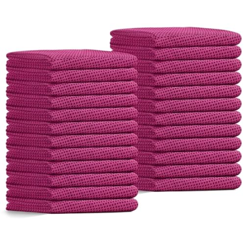 24 Pack Cooling Towels Bulk for Neck and Face 40"x12" Ice Cooling Sweat Rags Microfiber Soft Breathable Soft Chilly Towel for Yoga Golf Sport Running - color: Hot Pink