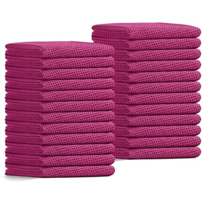 24 Pack Cooling Towels Bulk for Neck and Face 40"x12" Ice Cooling Sweat Rags Microfiber Soft Breathable Soft Chilly Towel for Yoga Golf Sport Running - color: Hot Pink