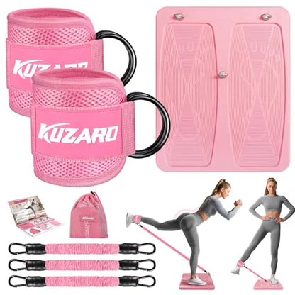 Glute Workout Equipment, Leg & Hip Exercise Equipment for Women, Resistance Bands with Ankle Straps & Exercise Board for Home Gym Fitness, Kickbacks, Hip Thrusts, Lower Body Training