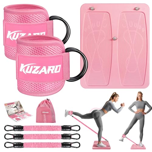 Glute Workout Equipment, Leg & Hip Exercise Equipment for Women, Resistance Bands with Ankle Straps & Exercise Board for Home Gym Fitness, Kickbacks, Hip Thrusts, Lower Body Training