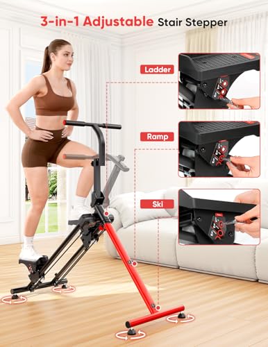 YOLEO Adjustable Resistance Stair Steppers for Exercise at Home, Folding Cardio Stairmaster with 3 Workout Modes & Oversized Pedal,90% Pre-Assembled Stair Climber with Handlebar for Full Body Workout - size: V2.0 Basic Stair Stepper