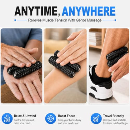 Dilabnba Hand Roller Pain Fidget Toy for Adult Anti Anxiet Stress Relief, Metal Thumb-Press Massage Style for Promotes Focus Clarity, Gift for Valentine Easter Chamstic - Black - color: Black