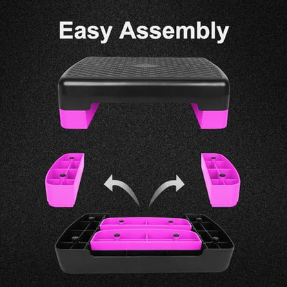 Exercise Workout Aerobic Step Platform Trainer, 18" Aerobic Stepper with 4"-6" Adjustable Height Risers