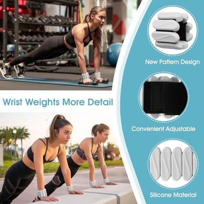 Wrist Weights, 2Pack Wearable Wrist Ankle Weights for Women & Men, Adjustable Arm and Leg Weights, Silicone Weighted Bangles for Walking Yoga Pilates Running Dance Gym 2lb - color: Grey