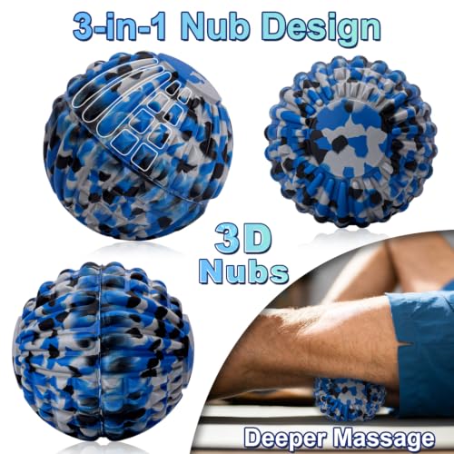 Deep Tissue Massage Ball for Exercise & Recovery - SGS Certification - color: Blue&gray, size: 1-Pack | 5.1-inch