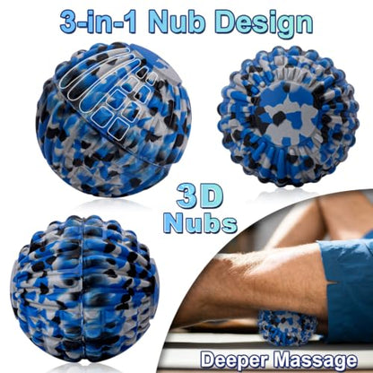 Deep Tissue Massage Ball for Exercise & Recovery - SGS Certification - color: Blue&gray, size: 1-Pack | 5.1-inch