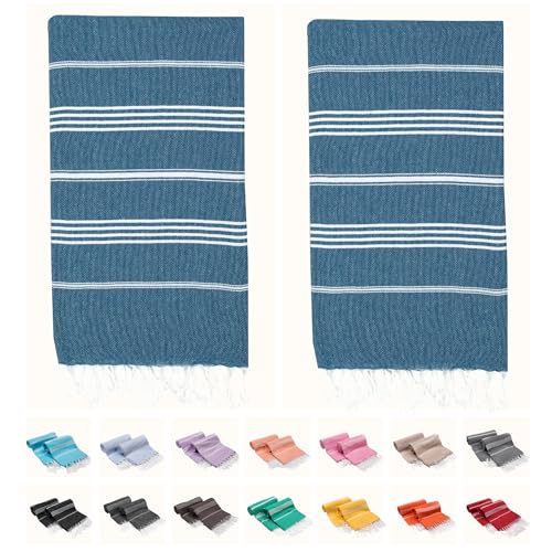 PARK&OZ Turkish Beach Towels 2Pack – Oversized 100% Cotton Quick-Dry, Sand-Free & Ultra-Absorbent Blanket 72"x40" –Lightweight Travel Towels for Beach, Pool, Spa, Gym, Camping & Home (Teal) - color: Teal