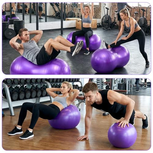 2PCS Peanut Balls 35.43×17.71 inch Exercise Yoga Pregnancy Ball with Pump, Anti Burst Physical Therapy Equipment for Labor Birthing Core Strength Training, Home Gym Fitness