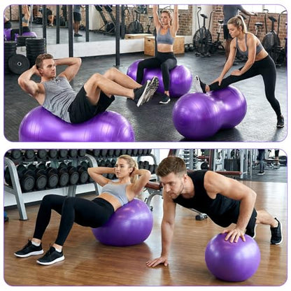 2PCS Peanut Balls 35.43×17.71 inch Exercise Yoga Pregnancy Ball with Pump, Anti Burst Physical Therapy Equipment for Labor Birthing Core Strength Training, Home Gym Fitness