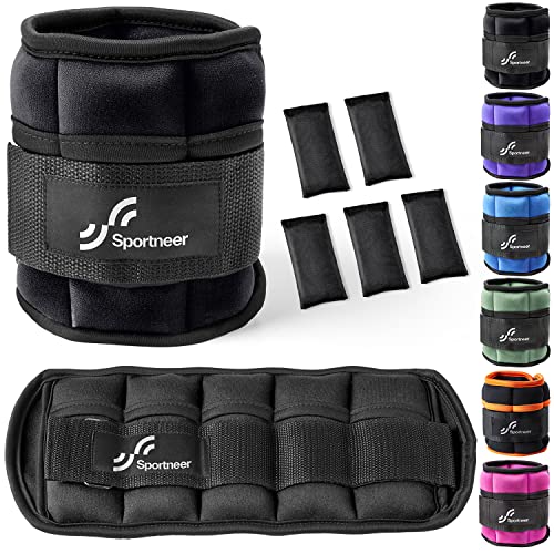 Sportneer Adjustable Ankle/Wrist Weights for Men Women Kids, Weighted Leg & Cuff Strength Training for Yoga Walking Running Aerobics Gym Fitness Physical Therapy - color: Black, size: 6.5 lbs (x2)