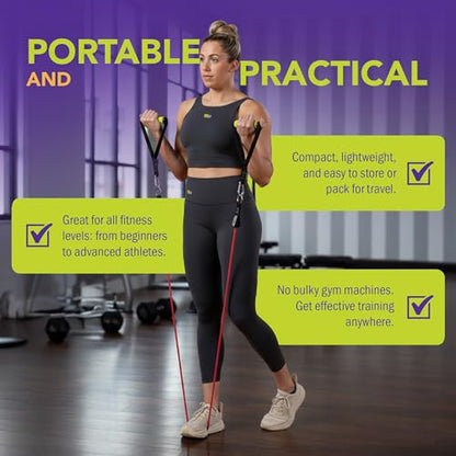 GoFit Pro-Grade Power Tubes with Handles - Resistance Tubes with Handles - Exercise Band - 30 lbs - Green - Body Building - Workout