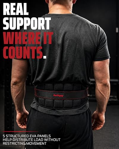 THEFITGUY Ultimate Belt for Belt Squats, Rack Attachment and Squat Machine, Structured Back Support, Stays Low During Down Movement, Padded Hip & Thigh Area, Buckle Strap - No Sliding Down, Heavy Duty