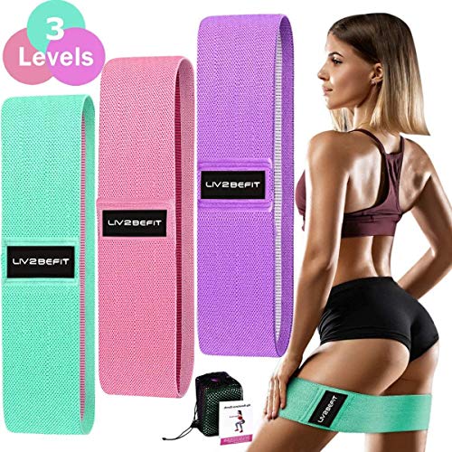 Non Slip Resistance Booty Bands, 3 Levels Fabric Workout Bands Exercise Bands Glute Bands Non Slip Hip Bands Booty Bands for Squat Glute Hip Training